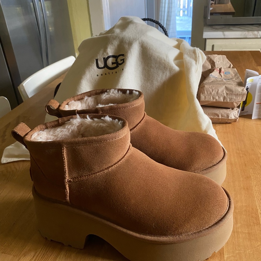 UGG Tan Platform Ankle Boots WORN ONCE ONLY